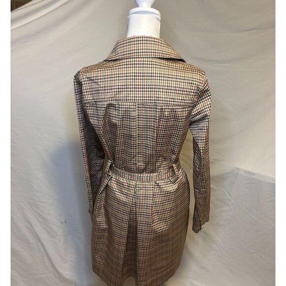 Cabi Sherlock Multicolor Houndstooth Plaid Trench Pea Coat Womens Designer - Picture 8 of 9